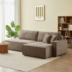 Zola - Højrevendt åben hjørnesofa sovesofa 4-personers - Fløjl - Taupe