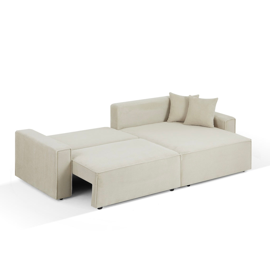 Zola - Vändbar Bäddbar Hörnsoffa 4 Platser - Beige Manchester