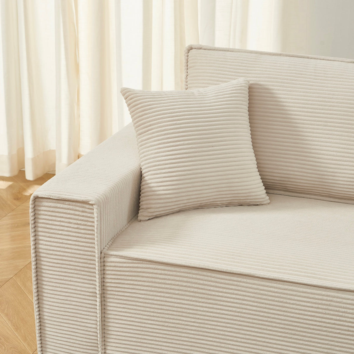 Zola - Rechte Slaapbank 3-Zits - Beige Ribfluweel
