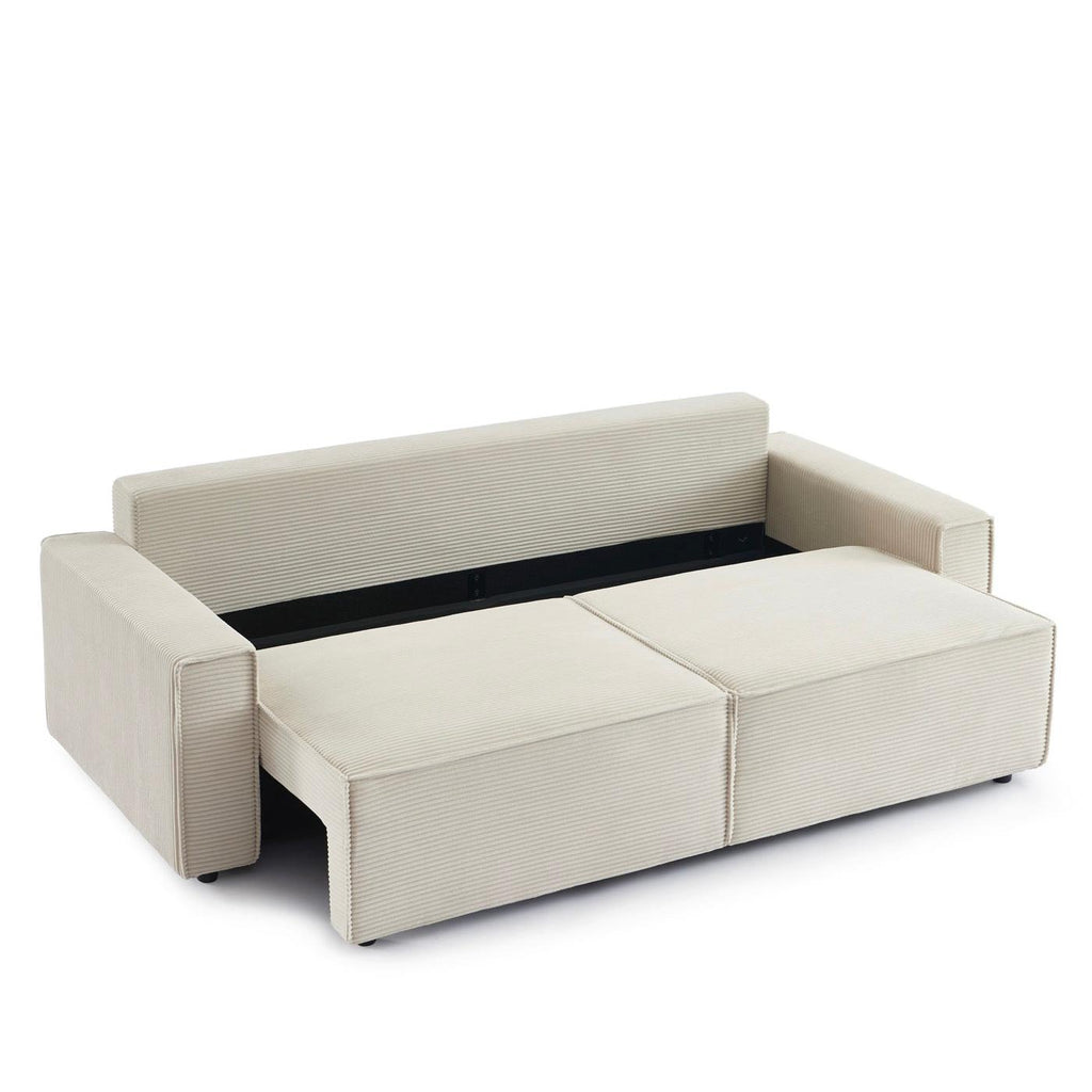 Zola - Rechte Slaapbank 3-Zits - Beige Ribfluweel