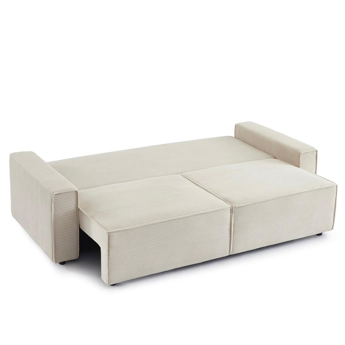 Zola - Rechte Slaapbank 3-Zits - Beige Ribfluweel