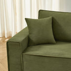 Zola - Canapé Droit Convertible 3 Places - Velours Côtelé Vert