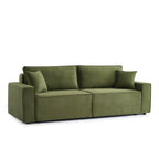 Zola - Canapé Droit Convertible 3 Places - Velours Côtelé Vert