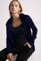 Zuma Zip-Up Hooded Sweatshirt - Navy Blue - Women