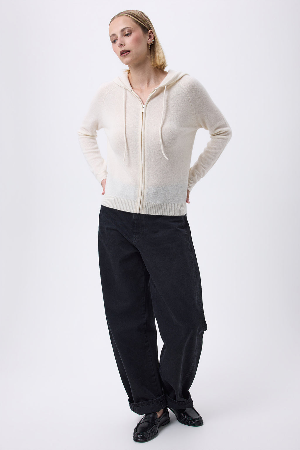 Sweat Zippe A Capuche Zuma - Blanc - Femme