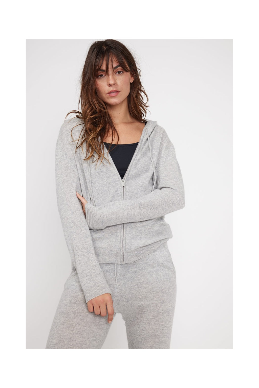 Sudadera con cremallera y capucha Zuma - Gris claro - Mujer