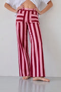 Valeria Jeans Burgundy And Pink Stripes