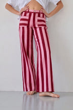 Valeria Jeans Burgundy And Pink Stripes