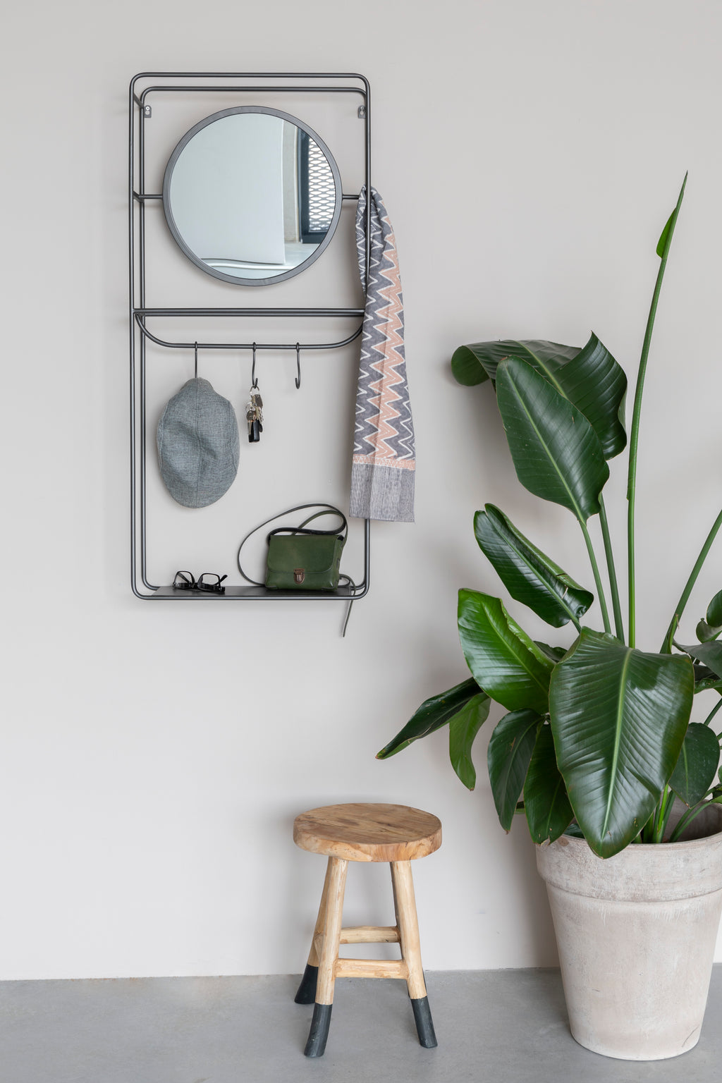 Portemanteau Miroir Duco - Décoration Murale - Acier - Noir