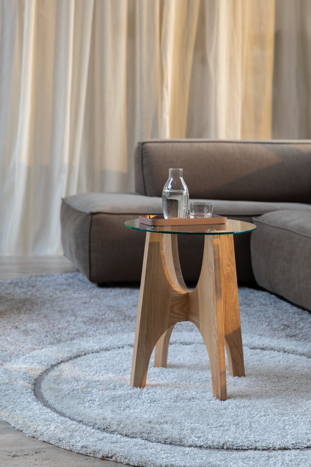 Kobe - Side Table - Glass - Natural/Beige
