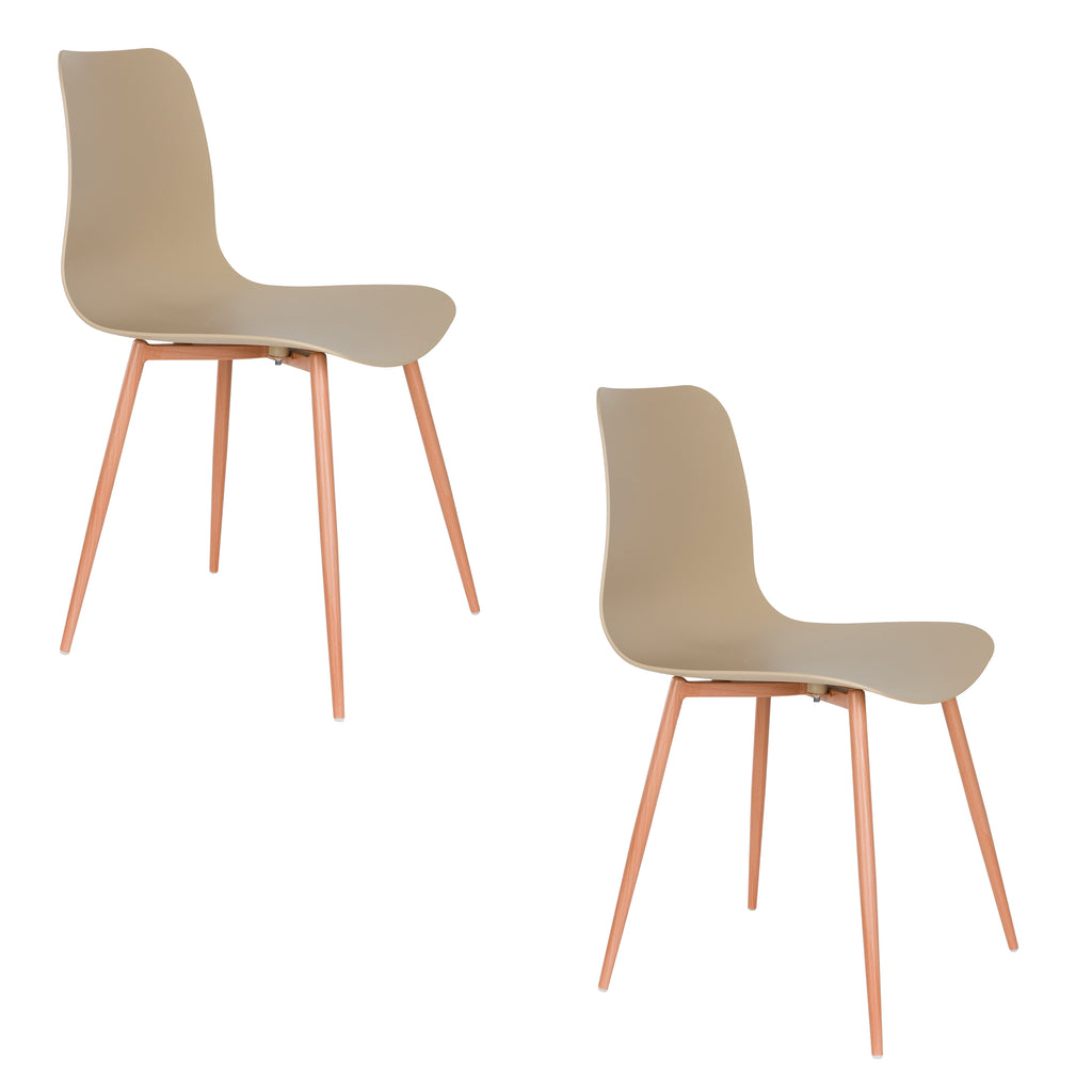 Leon - Set of 2 Dining Room Chairs - Steel - Beige