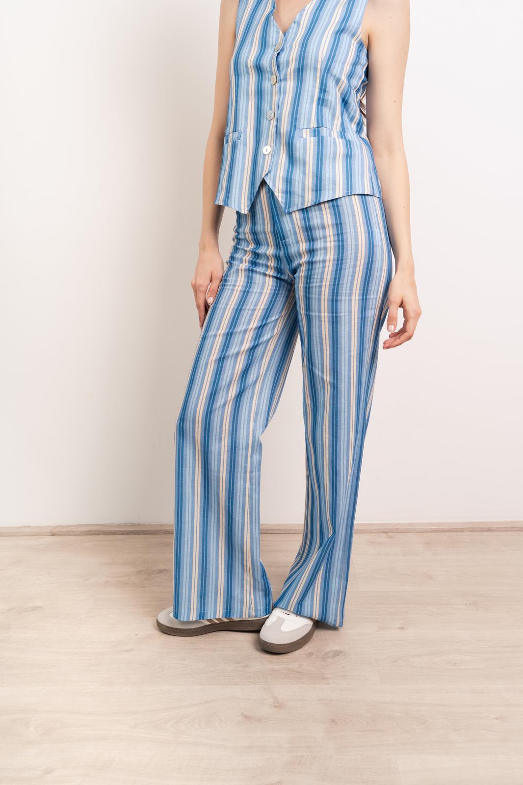 Ana Blue Linen Trousers