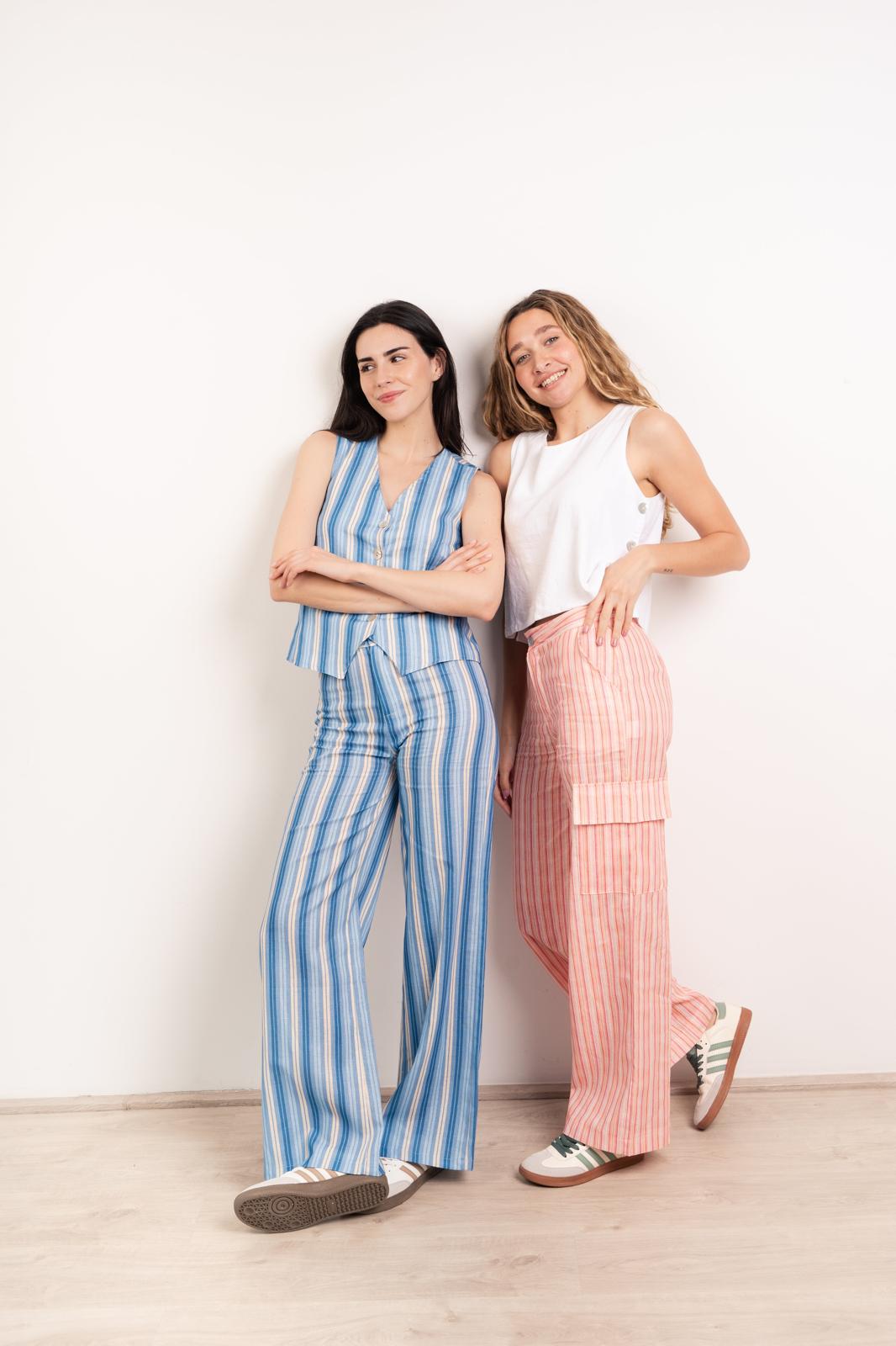Ana Blue Linen Trousers
