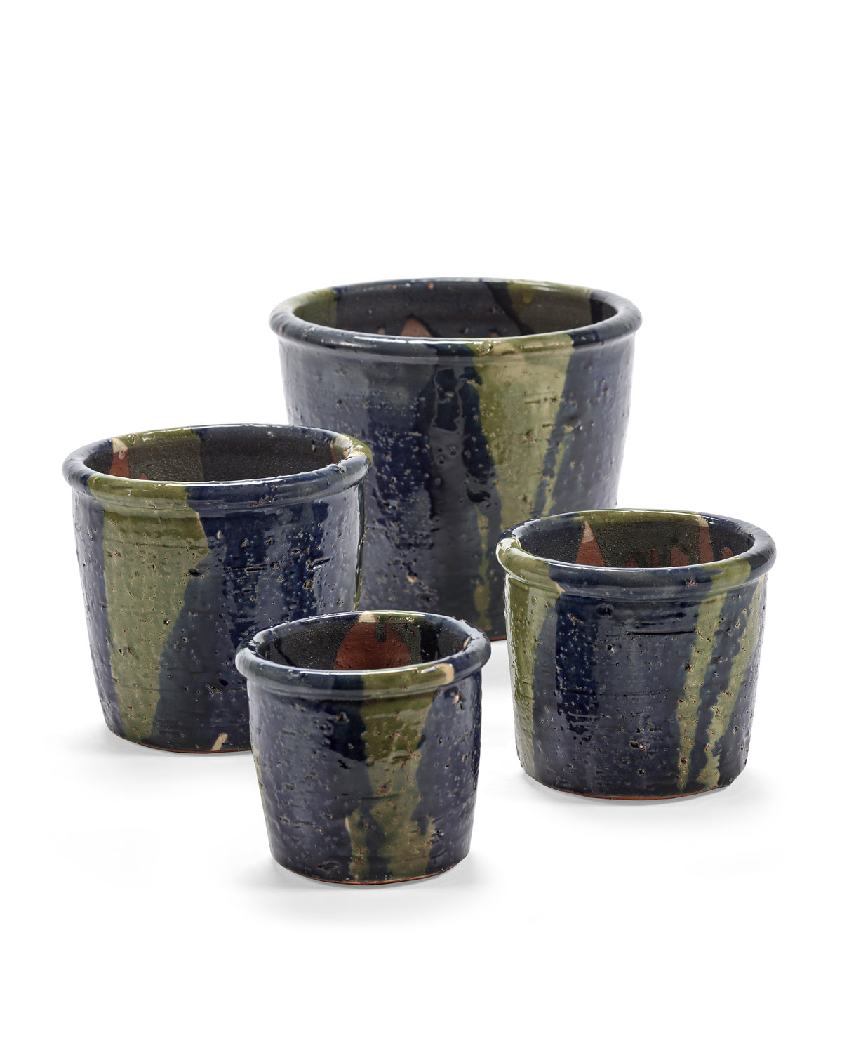 Glazed Shades - Pot De Fleurs - M - Terre Cuite - Bleu Gris
