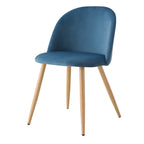 Cozy - Set of 2 Chairs in Blue Velvet and Metal Legs
