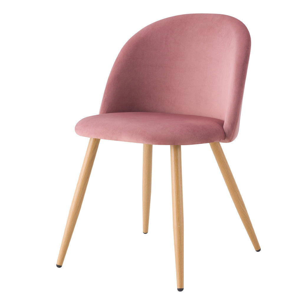 Cozy - Set of 2 Chairs in Pink Velvet and Metal Legs