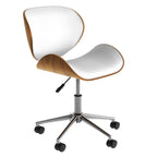 Baudoin - Swivel Office Chair in White Synthetic Leather