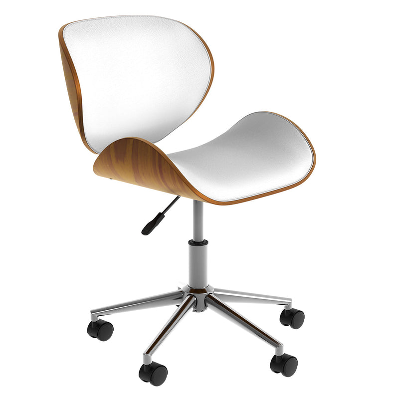 Baudoin - Chaise De Bureau Pivotante En Cuir Synthétique Blanc