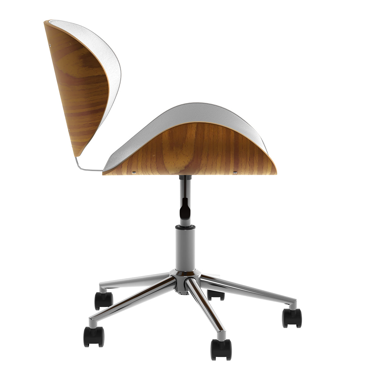 Baudoin - Swivel Office Chair in White Synthetic Leather