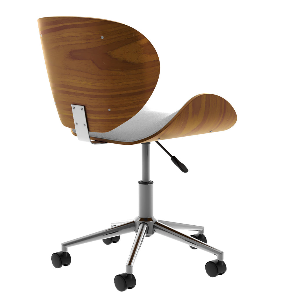 Baudoin - Swivel Office Chair in White Synthetic Leather