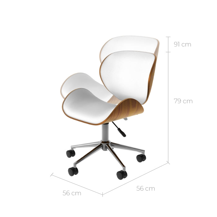 Baudoin - Chaise De Bureau Pivotante En Cuir Synthétique Blanc