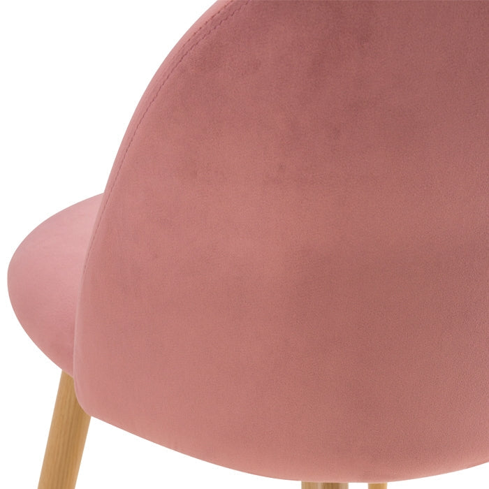 Cozy - Set of 2 Chairs in Pink Velvet and Metal Legs