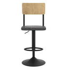 Clem - Set of 2 Adjustable Bar Chairs in Light Wood and Black