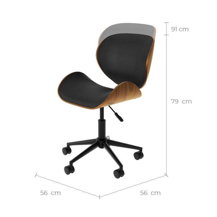 Baudoin - Swivel Office Chair in Black Synthetic Leather