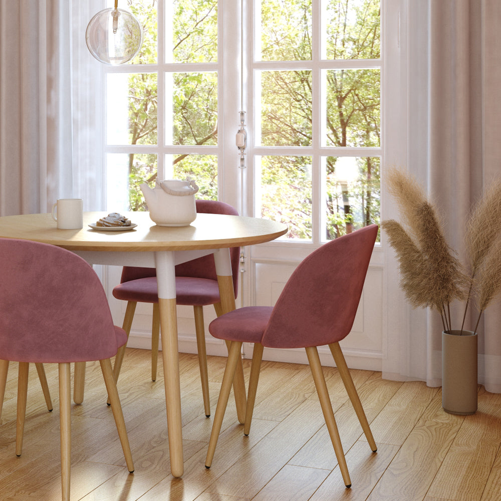 Cozy - Set of 2 Chairs in Pink Velvet and Metal Legs