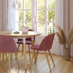 Cozy - Set of 2 Chairs in Pink Velvet and Metal Legs