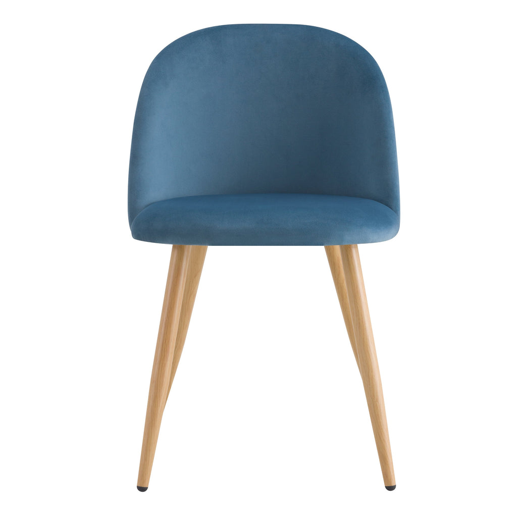 Cozy - Set of 2 Chairs in Blue Velvet and Metal Legs