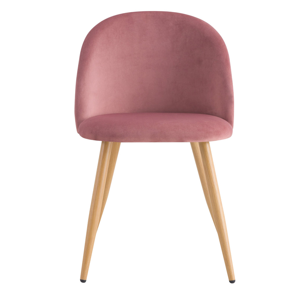 Cozy - Set of 2 Chairs in Pink Velvet and Metal Legs