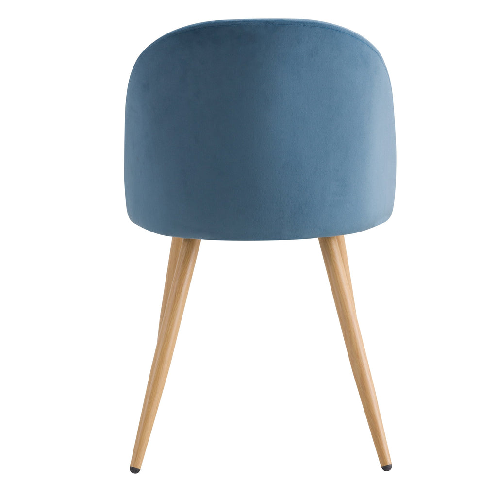 Cozy - Set of 2 Chairs in Blue Velvet and Metal Legs