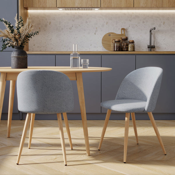 Cozy - Set of 2 Chairs in Light Gray Fabric and Metal Legs