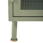 Marnie - Aparador 2 Puertas 2 Cajones De Metal Verde, Madera De Mango Y Vidrio