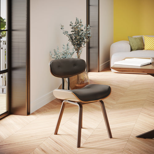 Pétrus - Chaise En Pu Noir Et Pieds En Bois Plié