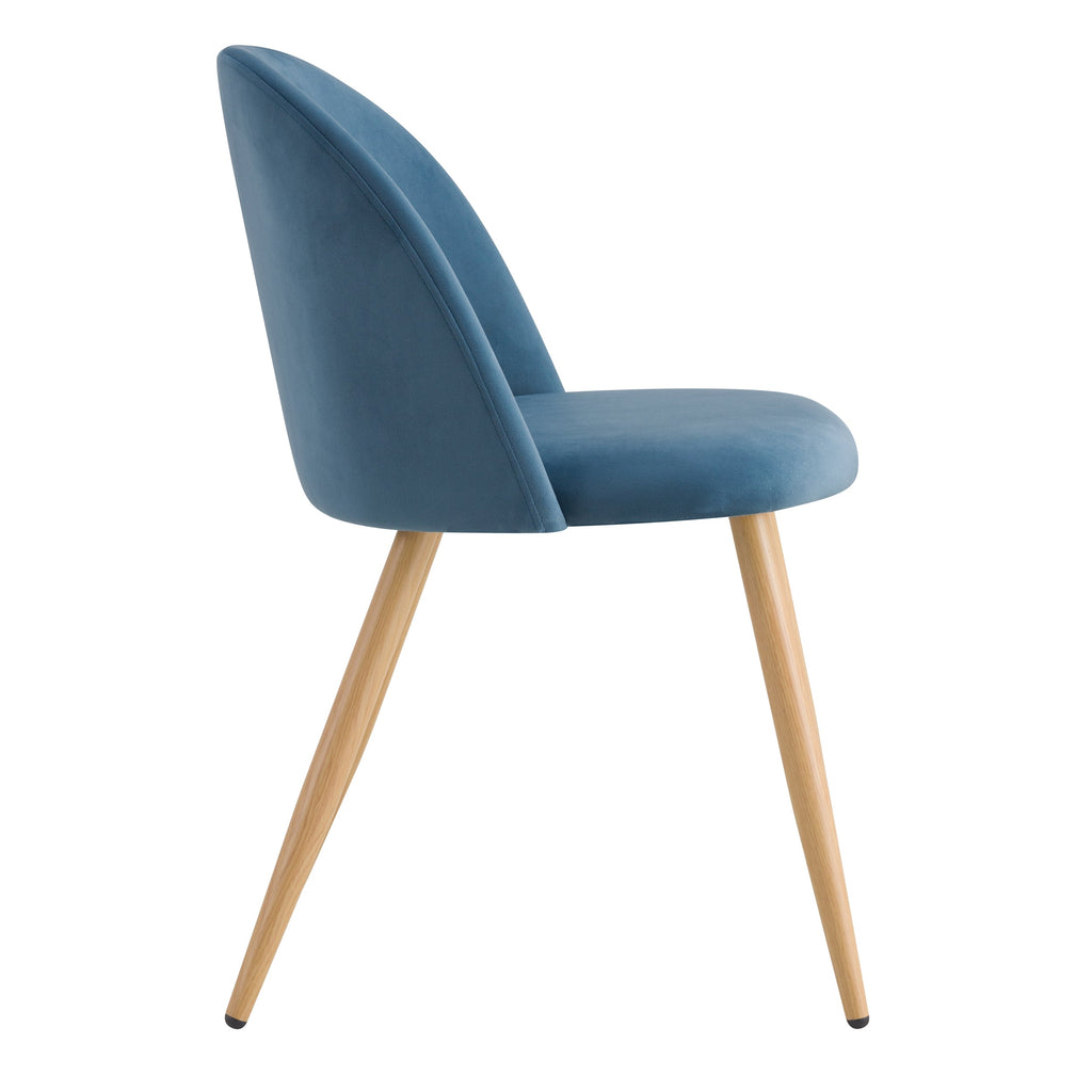 Cozy - Set of 2 Chairs in Blue Velvet and Metal Legs