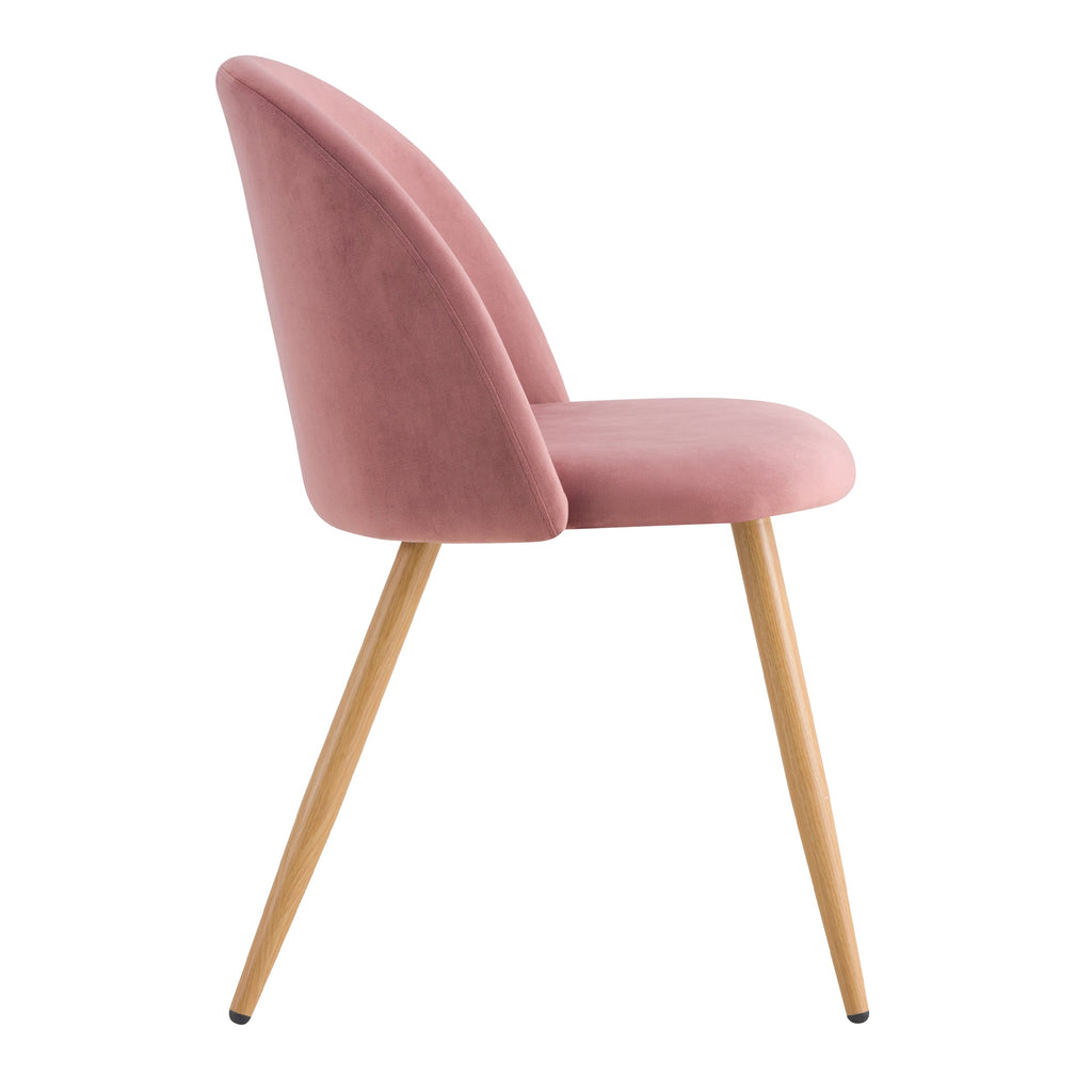 Cozy - Set of 2 Chairs in Pink Velvet and Metal Legs