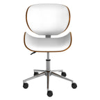 Baudoin - Swivel Office Chair in White Synthetic Leather