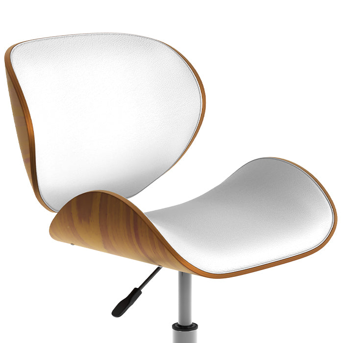 Baudoin - Swivel Office Chair in White Synthetic Leather