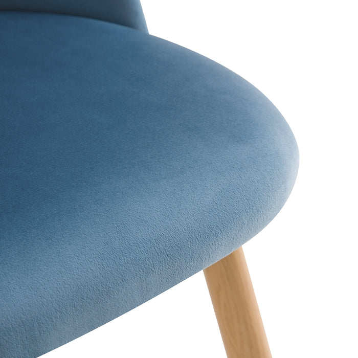 Cozy - Set of 2 Chairs in Blue Velvet and Metal Legs