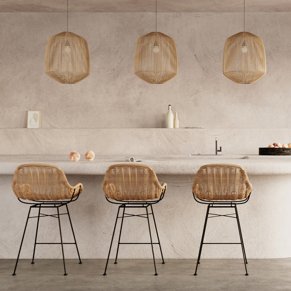 Carmela - Set of 2 Central Island Chairs in Natural Resin Rattan