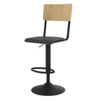 Clem - Set of 2 Adjustable Bar Chairs in Light Wood and Black