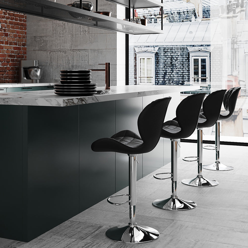 Mazzia - Lot De 2 Chaises De Bar Réglables En Cuir Synthétique Noir