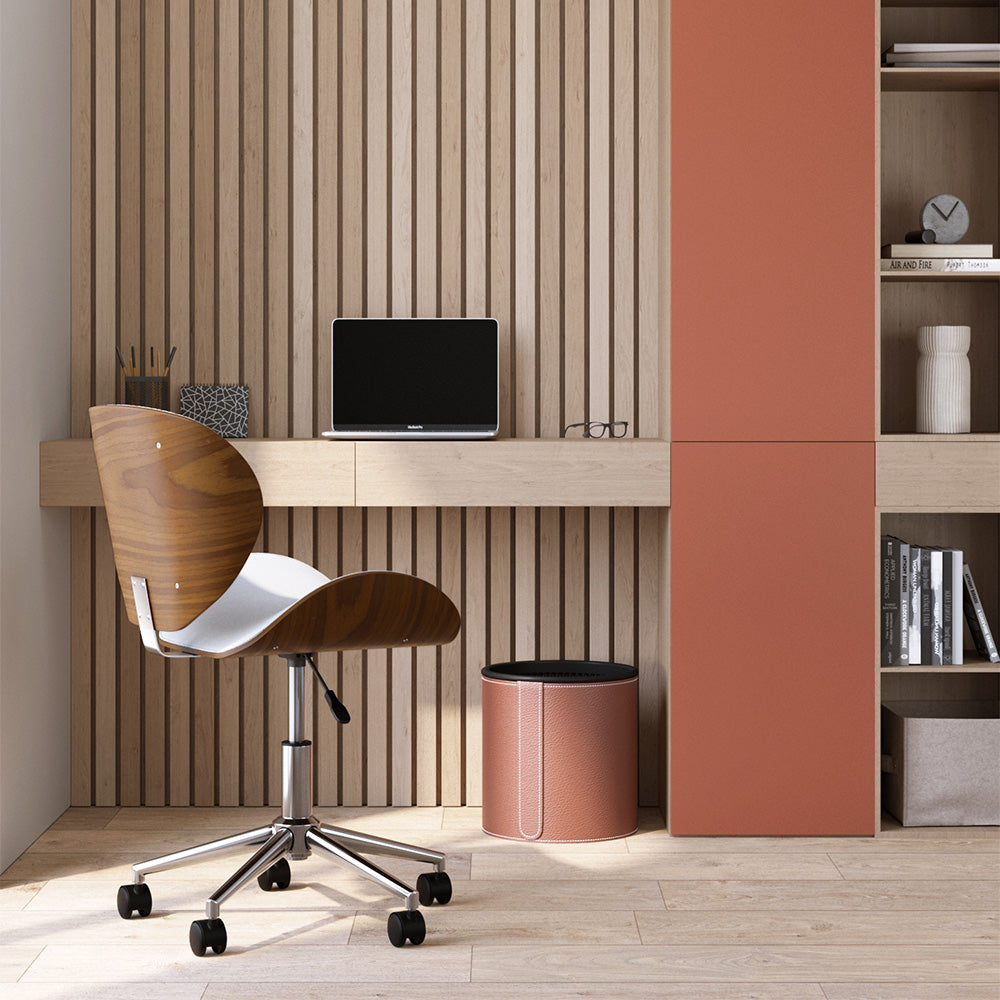 Baudoin - Swivel Office Chair in White Synthetic Leather