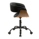 Basile - Chaise De Bureau Pivotante Sur Roulettes En Bois Et Pu Noir