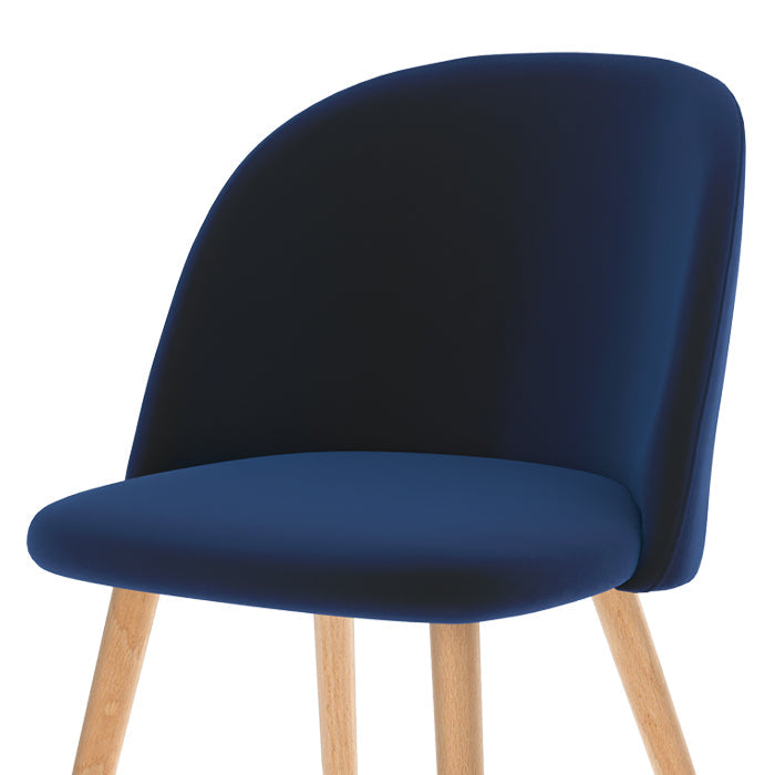 Cozy - Lot De 2 Chaises En Velours Bleu Foncé Et Pieds En Métal