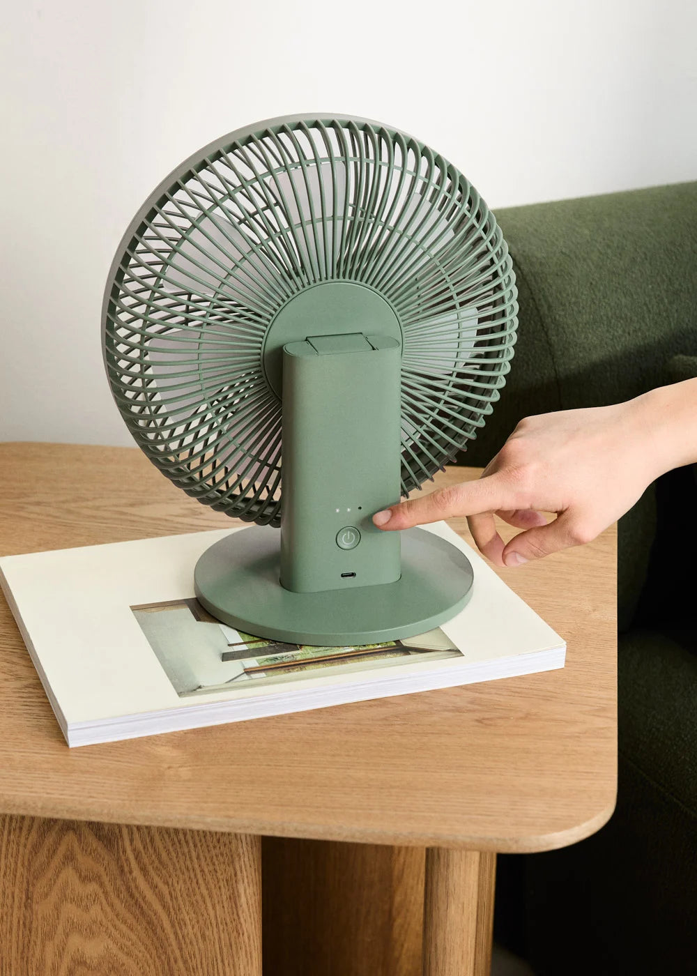 Air Dual Compact - Ventilador de mesa y pared recargable de 10 W - Salvia