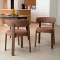 Aura - Lot De 2 Chaises En Tissu Texturé Brun Canelle, Pieds En Métal