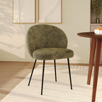 Bloomy - Chair In Olive Green Chenille Velvet And Black Metal